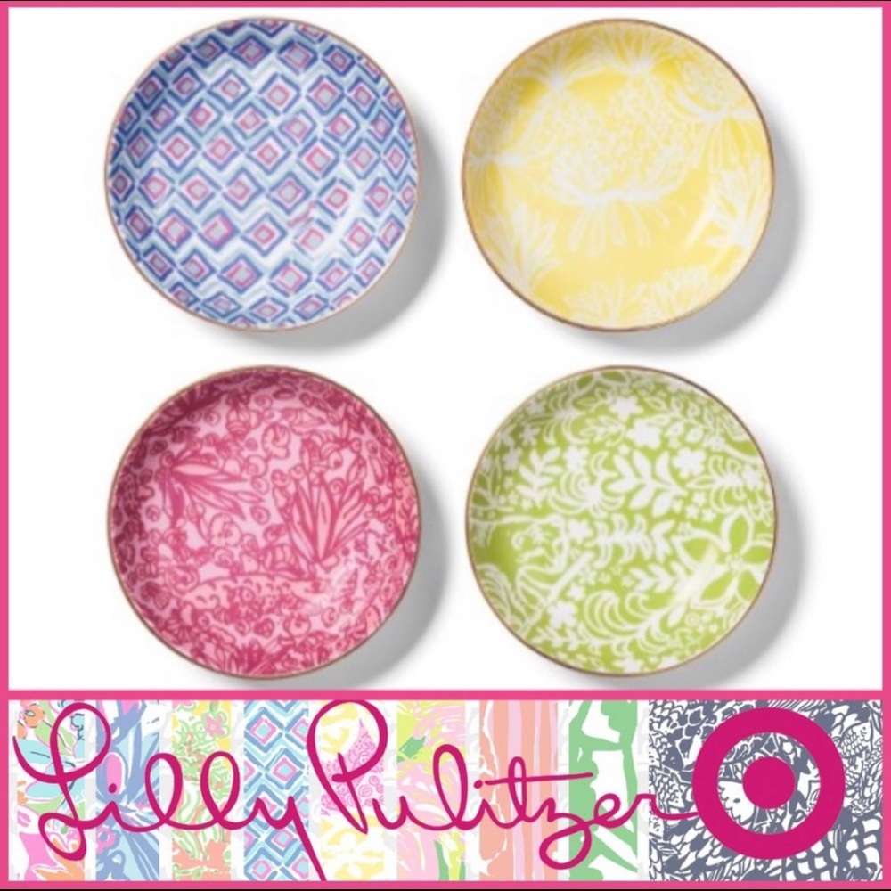 Lilly Pulitzer NIB/NWT Gold Rimmed Porcelain fruit bowls x4